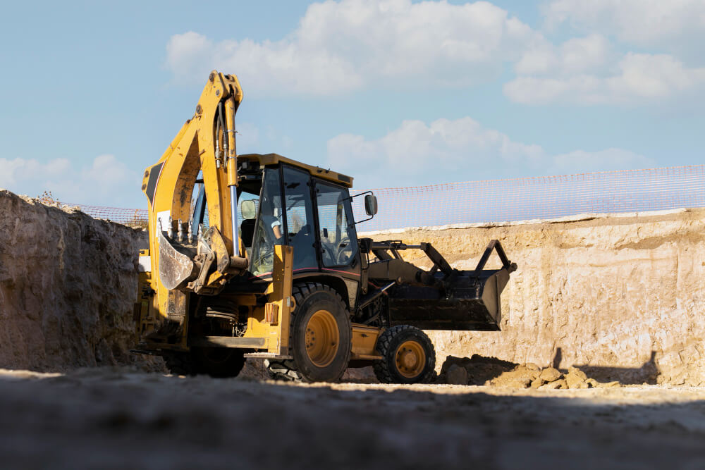 Construction equipment rental supporting a job site in Eugene, Oregon