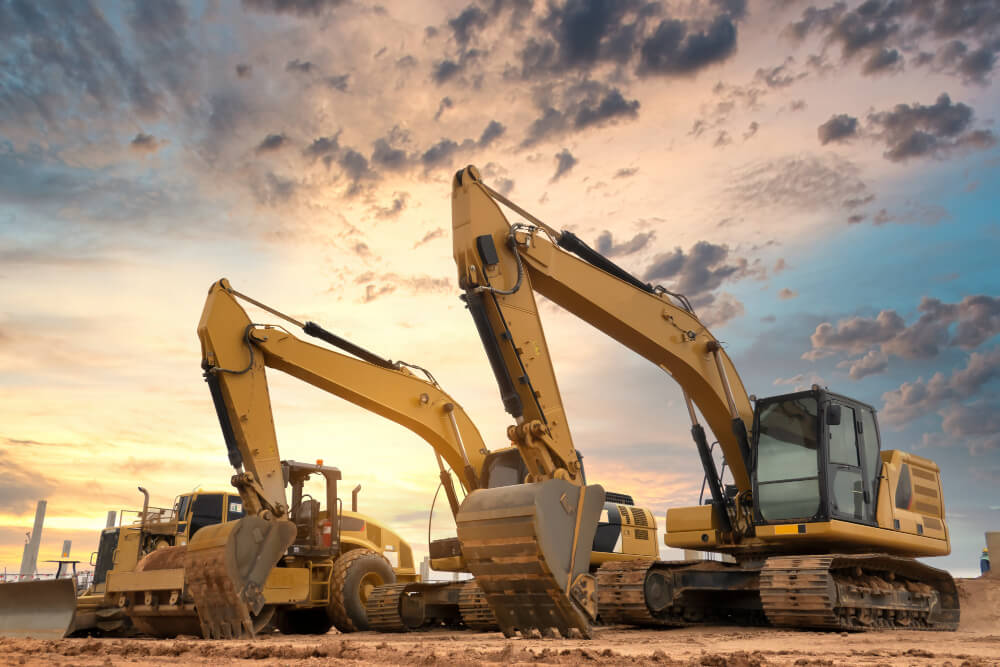 Construction equipment rental supporting a job site in Hermiston, Oregon