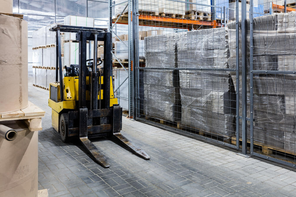 Forklift rental handling materials at a construction site in Tualatin, Oregon