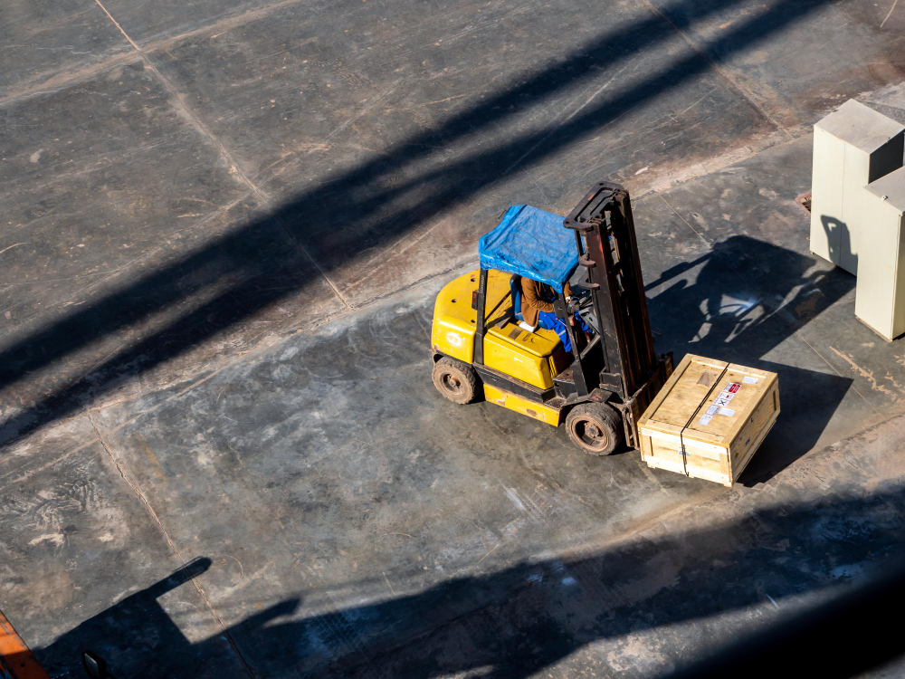 Forklift rental supporting material handling at a construction site in Roanoke, Virginia