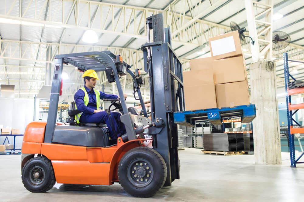 Forklift rental supporting material handling on a Charlottesville job site