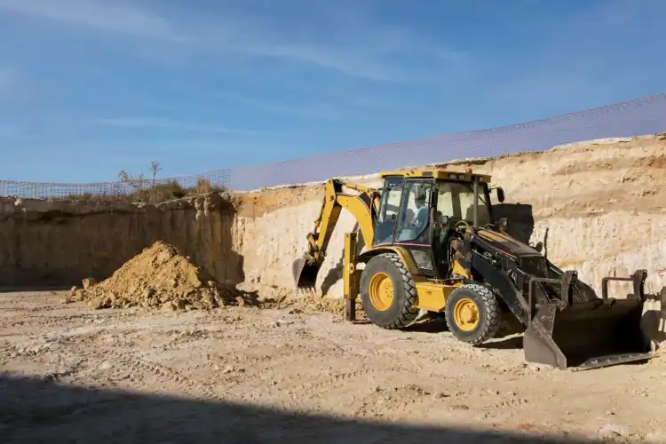 Earthmoving equipment in use on a construction project in Inyokern, CA