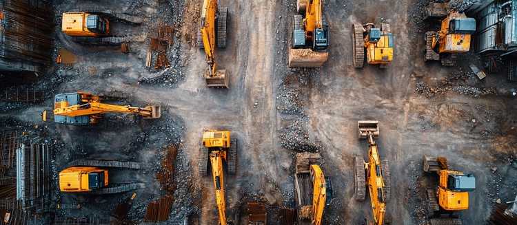 construction equipment selection for jobsite showing excavator and loader in operation